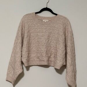 Promesa‎ Cable Knit cropped Sweater Cream Oversized pullover loose Easy Street S